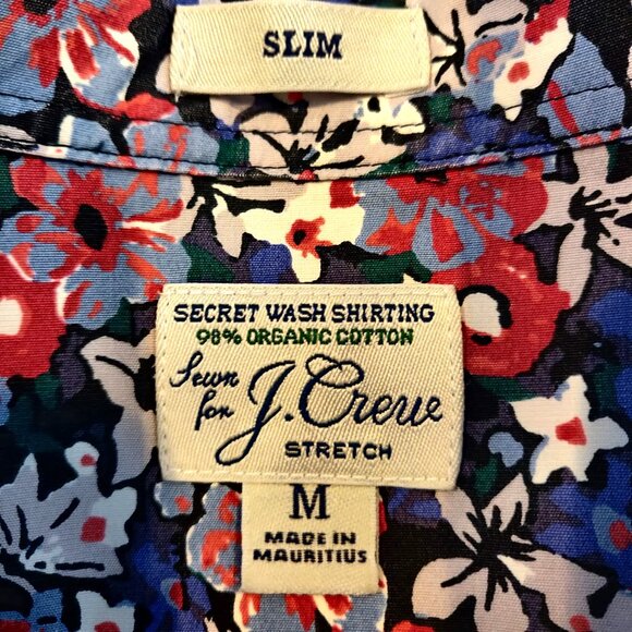 J Crew Mens Size M Spring Floral Short Sleeve Button Front Slim Fit Shirt Top - Picture 8 of 11